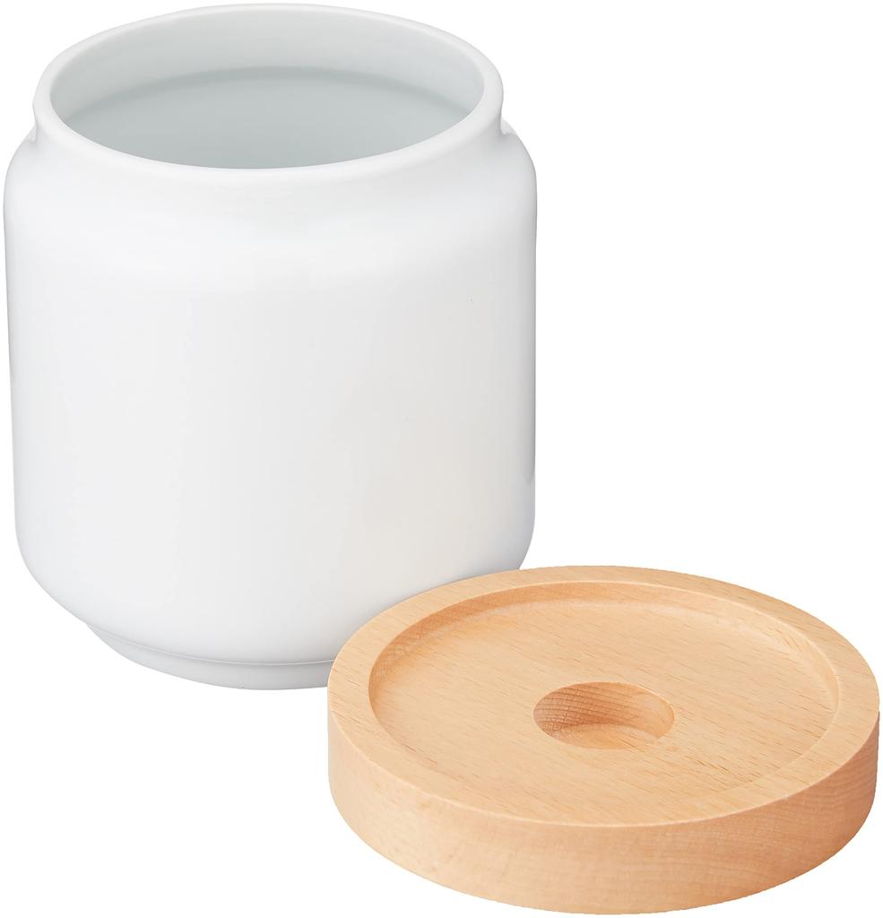 Ishimaru Tougei Hasami Ware Wooden Lid Canister Storage Container, Large, Approx. 450ml, White, Made In Japan, 112239 741