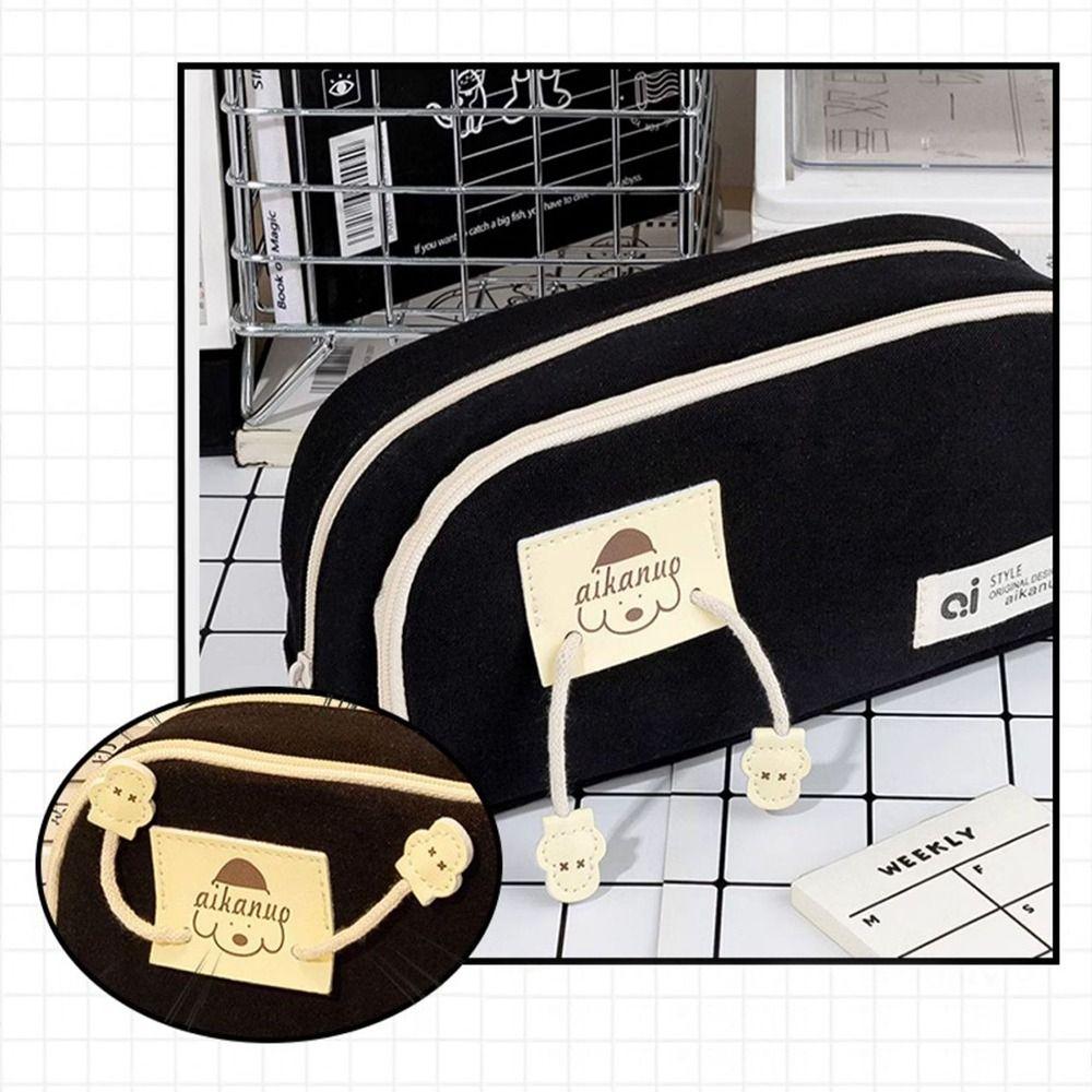 Desktop Storage Canvas Stationery Bag Korean Style Puppy Pencil Pouch  Office