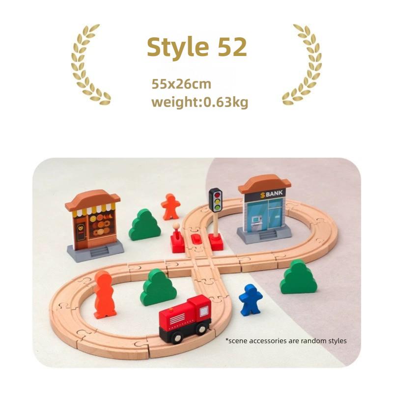 All Kinds of Wooden Track Set Wooden Railway Train Tracks Compatible with All Brands Wood Tracks Train Toys for Kids Gifts
