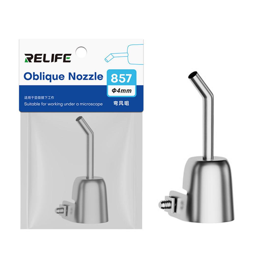

RELIFE 857 Series Hot Air Gun Nozzle 45 Degree Oblique Stainless Steel Curved Nozzle A