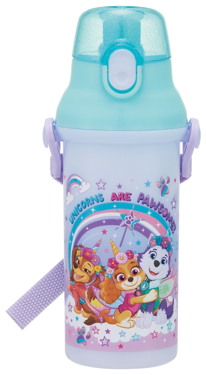 

Skater Children s Direct Drinking Water Bottle, Plastic, 480ml, One-Push OpenClose, Dishwasher Safe, Made in Japan, Paw Patrol Unicorn Design,