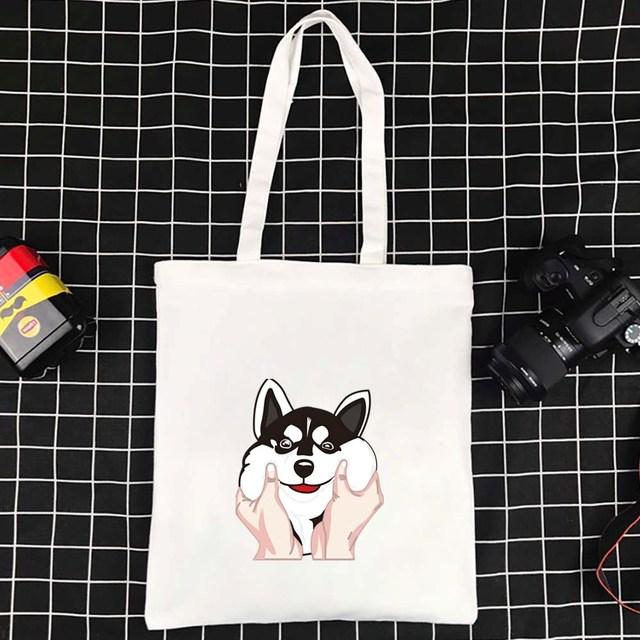 Wiederverwendbare Tragetaschen, faltbare Einkaufstasche, umweltfreundliche Handtaschen, neue große Einkaufstasche, Hundemuster, Damen-Einkaufstasche