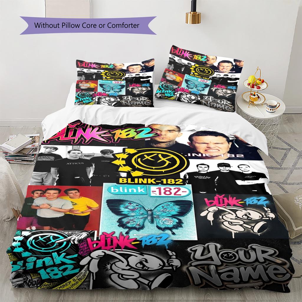 Name Custom blink-182 Pattern Bedding Set Quilt Cover Pillowcase Home Decor Gift (1 * duvet cover + 2 * pillowcase, without core)