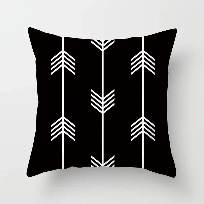 45x45cm Simple Fashion Black and White Geometric Stripe Printed Pillowcase Polyester Sofa Seat Cushion Cover Modern Home Decor