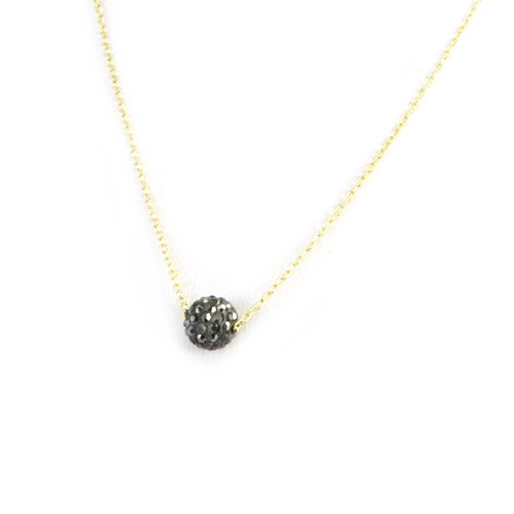 Les Trésors De Lily [L9761] - Gray 'Sissi' Gold-Plated Necklace - 8 Mm