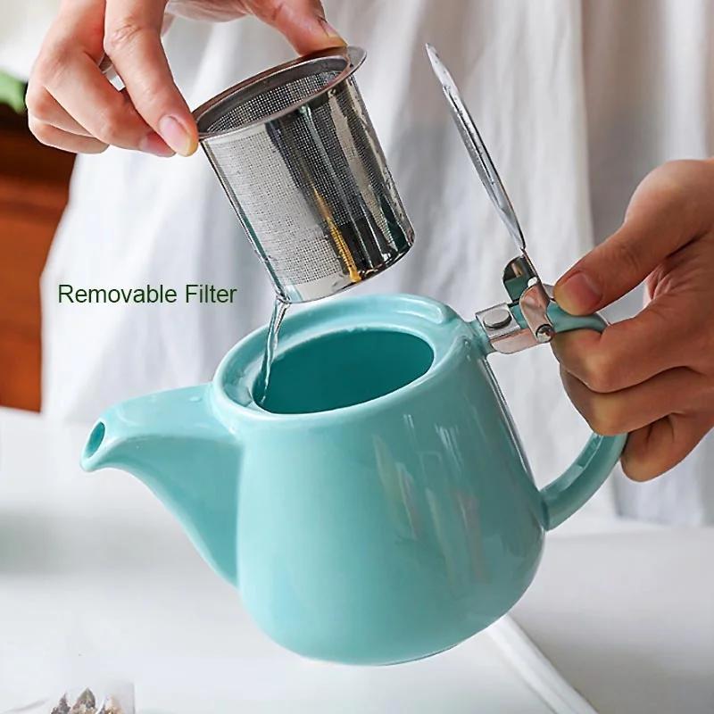 Japanese Ceramic Teapot with Stainless Steel Strainer  Filter Exquisite   for Puer  Oolong Kung Fu Tea Set