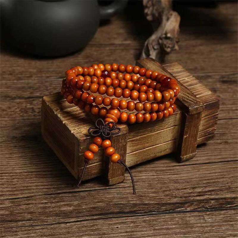Natural Sandalwood Bracelet Buddhist Buddha Meditation Wood Beaded Bracelet Men Women Prayer 108 Beads Rosary Hanging Decoration
