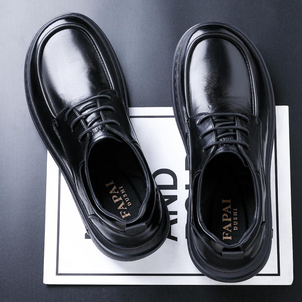 2025 Leather Shoes Men's Dress Business British Style Leather Men's Shoes First Layer Cowhide Casual Big Head Wedding Derby Shoes