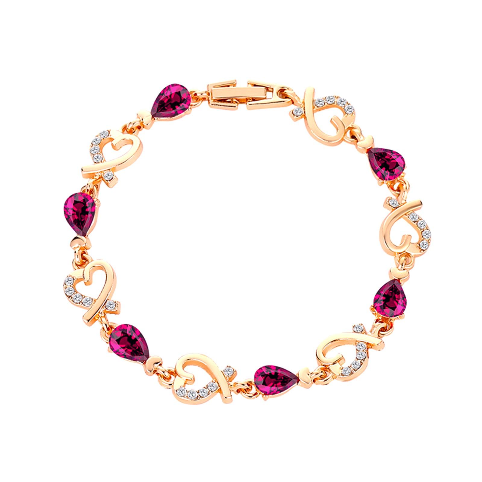 Ladies  Hollowed Out Heart-shaped Flower Inlaid Zircon Bracelet One Size