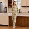 Womens Loose Cotton Gauze Pajama Set With London Landmark Print Long Sleeve Lounge Wear