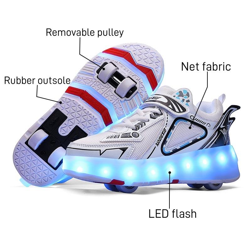 Invisible Four-Wheel Walking Shoes Roller Skates Lighting Children's Sports Wheels Shoes Suitable for Boys And Girls