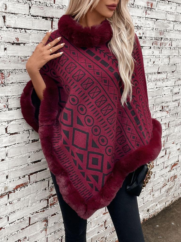 Women's Autumn and Winter Large Size Fashion Wool Collar Pullover Knit Loose Sweater Cape Top for Women 5 Colors