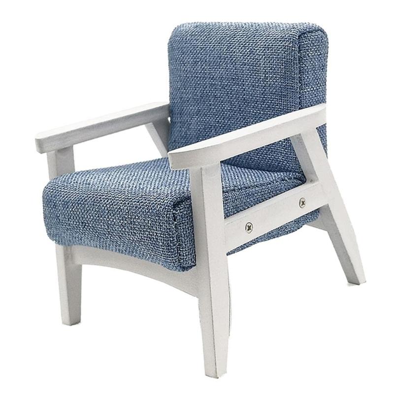 Bedroom Single Sofa Bright Armchair Miniature Furniture Model Doll Houses Couch Accessory Realistic Playset 1:12