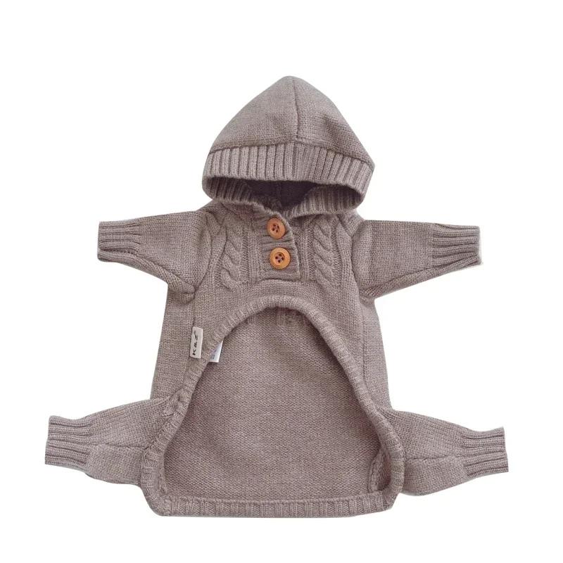 

Winter Dog Jumpsuit Sweater Coat Chihuahua Yorkshire Terrier Clothes Puppy Small Dog Costume Pomeranian maltese Poodle Clothing XS（old） серый