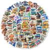 50 Japanese Style Building Series Hand Account Material Decoration Collage Base Sticker Cartoon Hand-painted Graffiti Waterproof Decoration