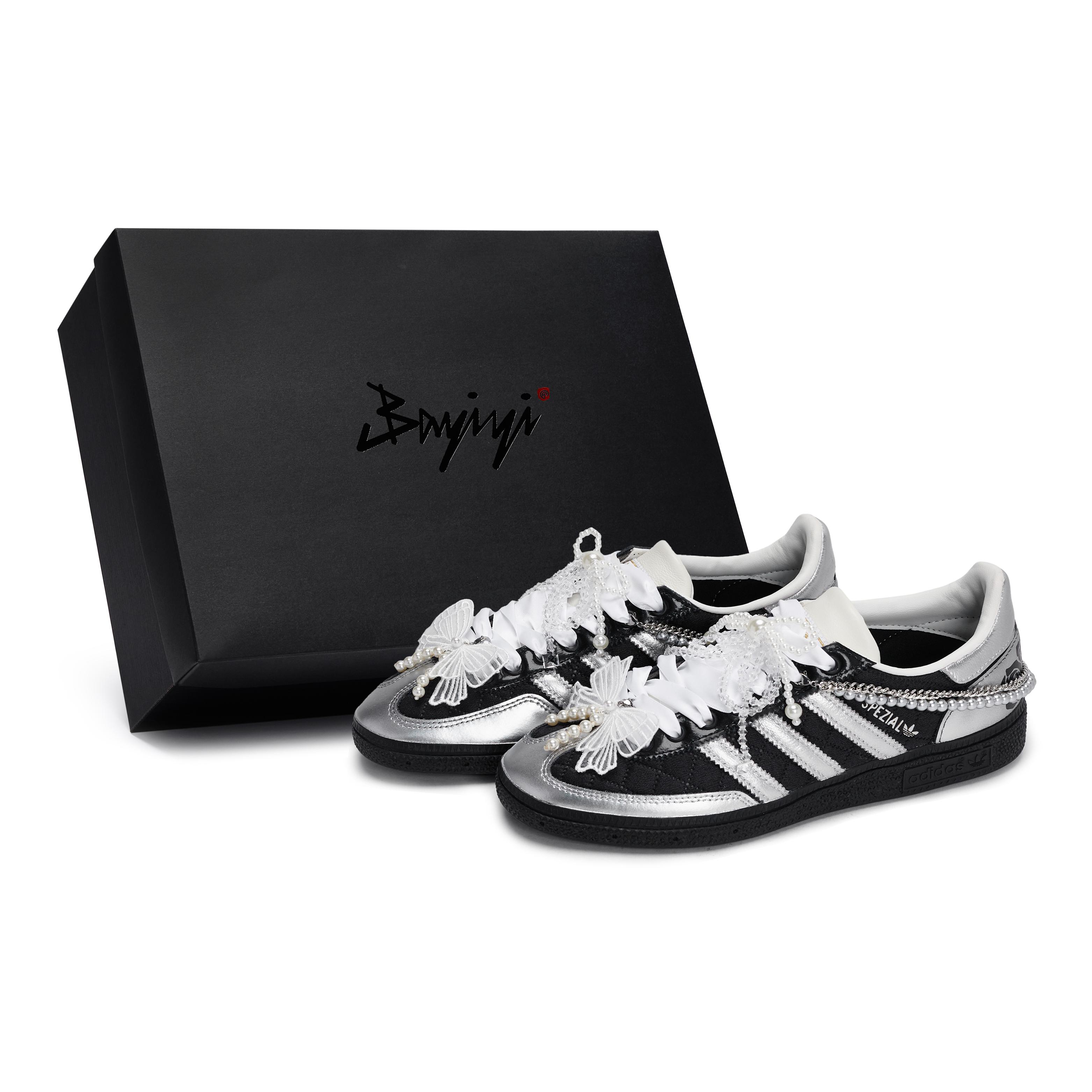 

Adidas Originals HANDBALL SPEZIAL Skateboard Shoes Unisex Low Top Black/Gray/Silver JP5669(Team80-S-BOX) 38⅔