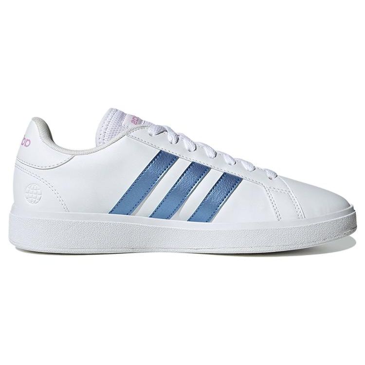 Adidas Neo Grand Court Base 2.0 Synthetic Leather Comfortable Versatile Slip-Resistant Durable Low-Top Skate Shoes Women Sneakers White Blue HP2591