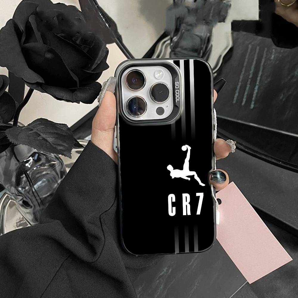 Custodia per telefono Player R-Ronaldo C-CR7 Per iPhone 17,16,15,14,13,12,Pro MAX Nera Opaca Cover Antiurto