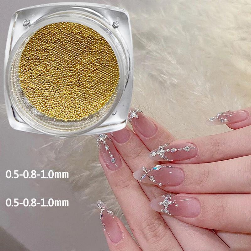 0.4mm-1.5mm 3D Steel Tiny Nail Art Decoration Gold Silver Steel Ball Nail Art Caviar Beads Nails Beads DIY Jewelry Accessories