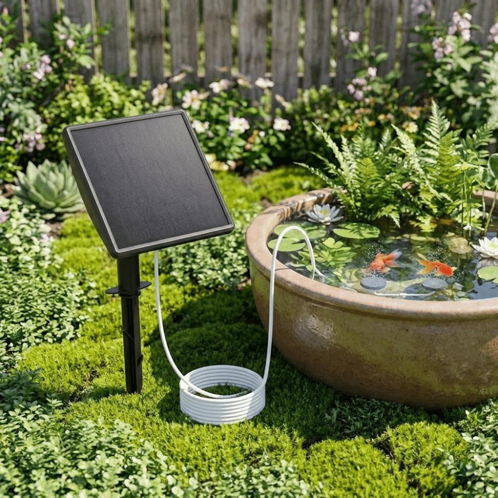 Low Noise Solar Oxygen Pump Durable Aquarium Air Pump Fish Tank Aerator Courtyard
