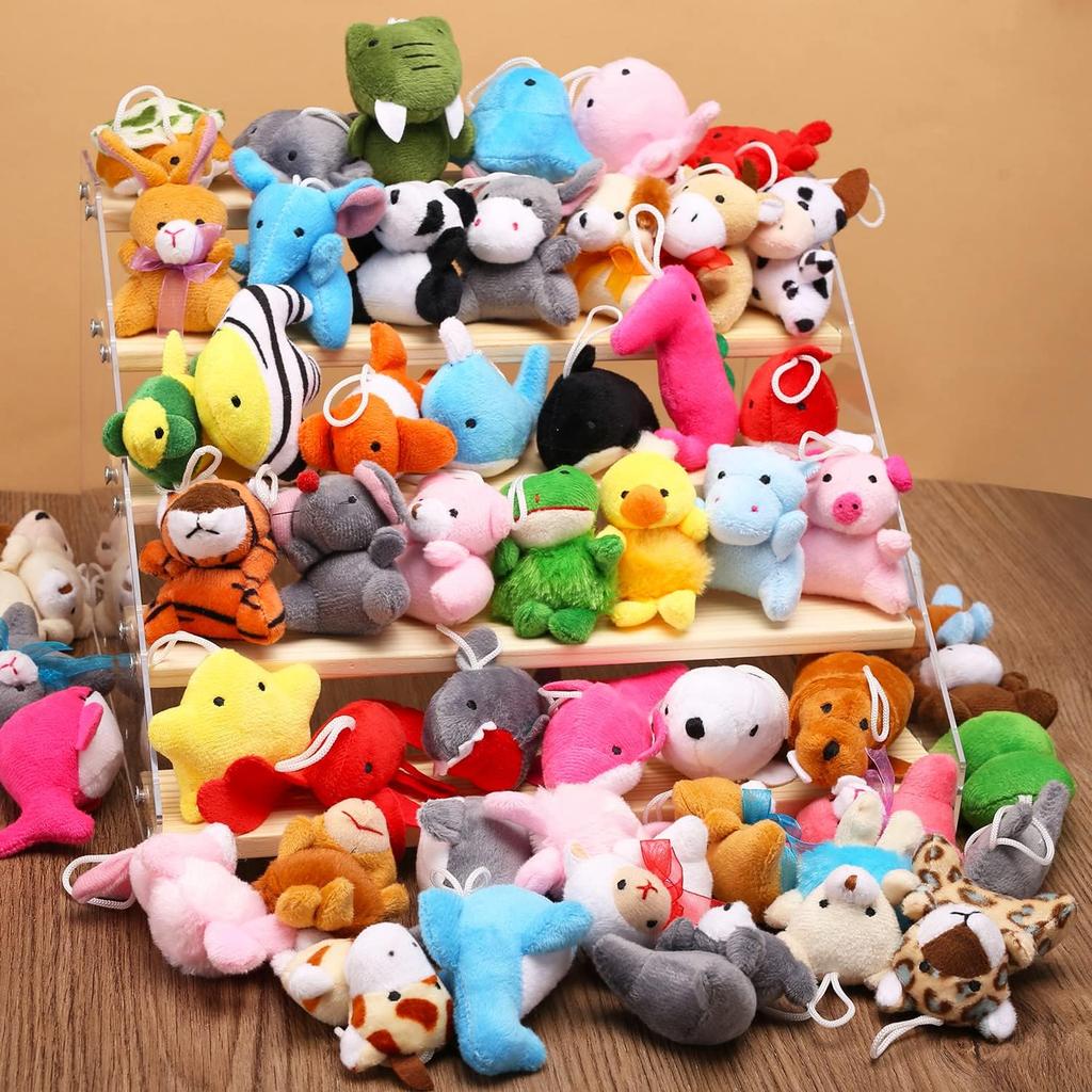 56 Pack Mini Plush Animals Toys Bulk, Small Stuffed Ocean Animal Toy Set, Keychain Decoration for Claw Machine, Birthday Party Favor, Goodie Bag