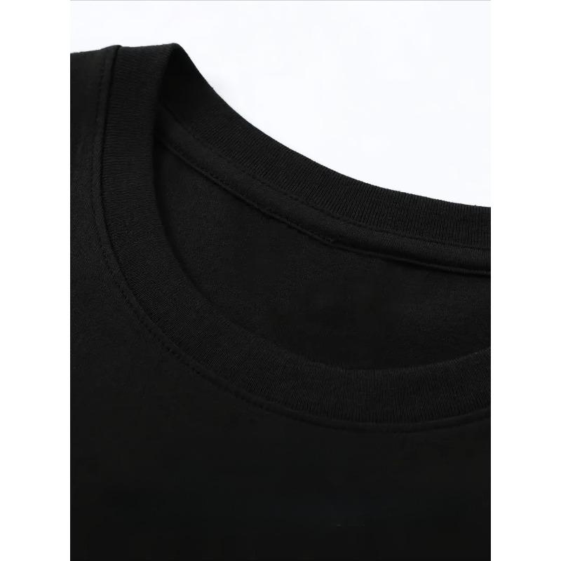 European Sizes Men's Print T-Shirt - Soft Breathable Streetwear Tee with 3D Lettering, Short Sleeve Round Neck Casual & Work Wear, Machine Washable