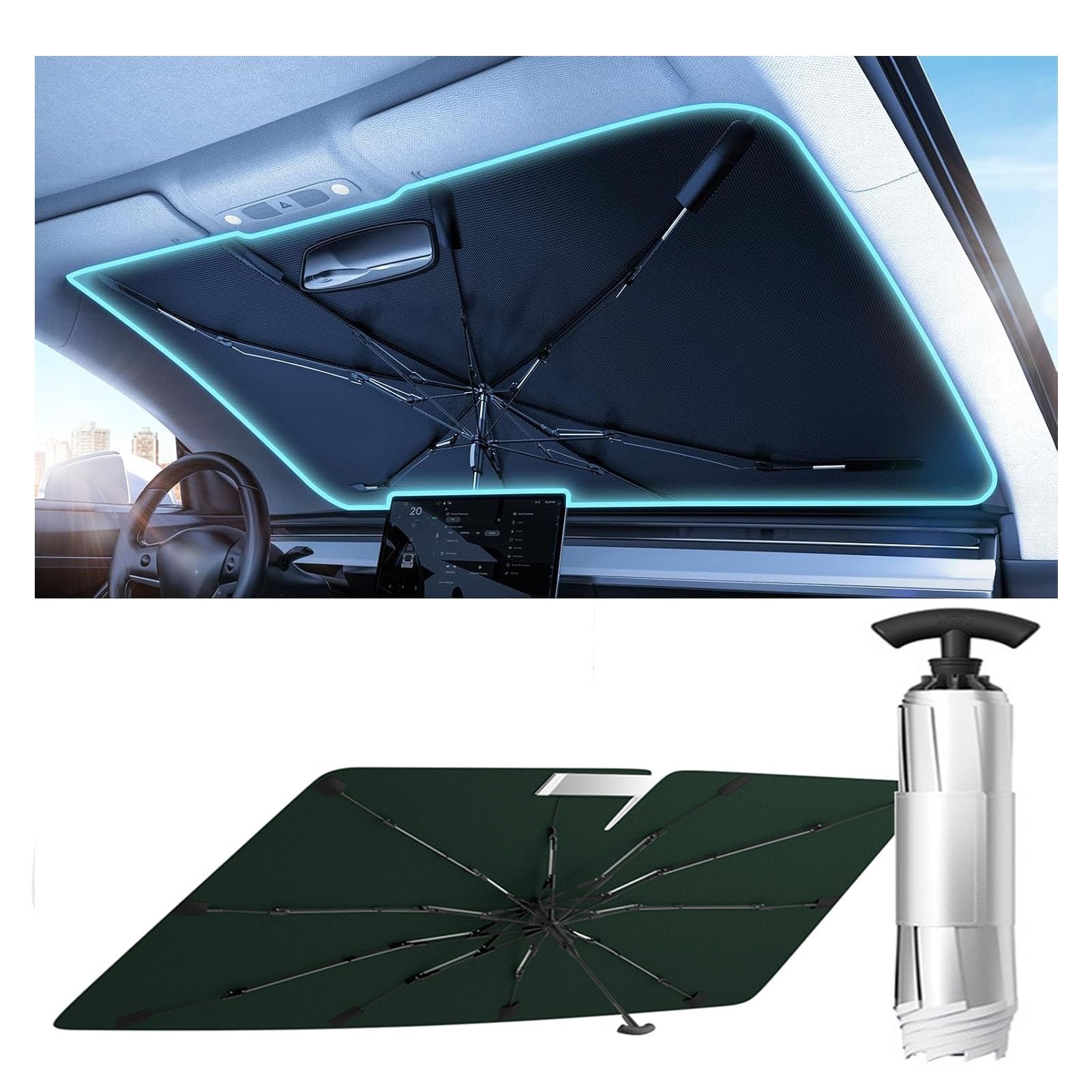 Sunshade Compatible Toyota GR Yaris Sunshade GR Yaris GXPA16/MXPA12 Type One size зелёный