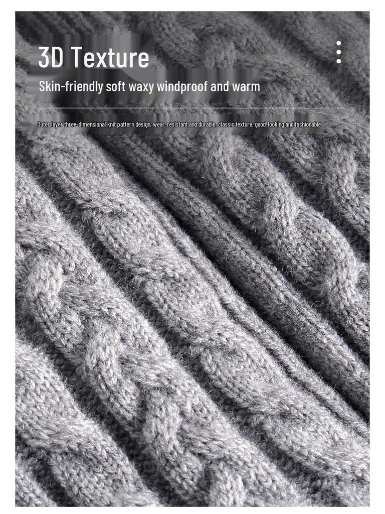 Ciepłe Zimowe Dzianinowe Rękawice Jeździeckie Podwójne, Podszyte Polarem