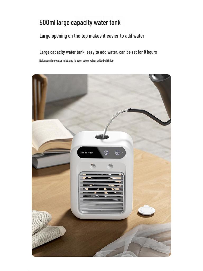 Portable Desktop Mini Air Conditioner Fan with Humidifier for Home, Dorm, and Office Use