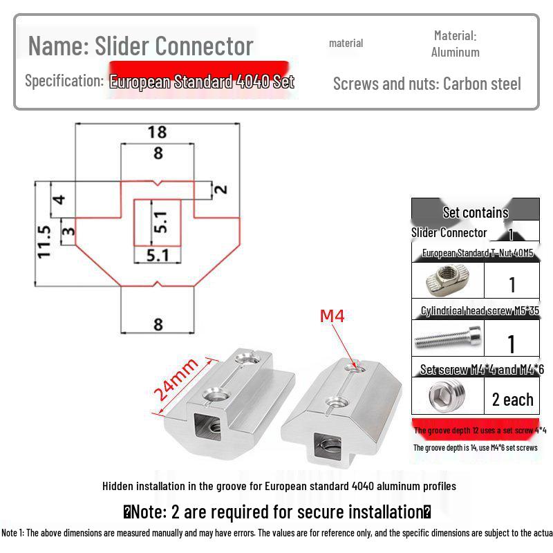 Adjustable European Aluminum Profile Slider Connector: No Drilling or Tapping Needed