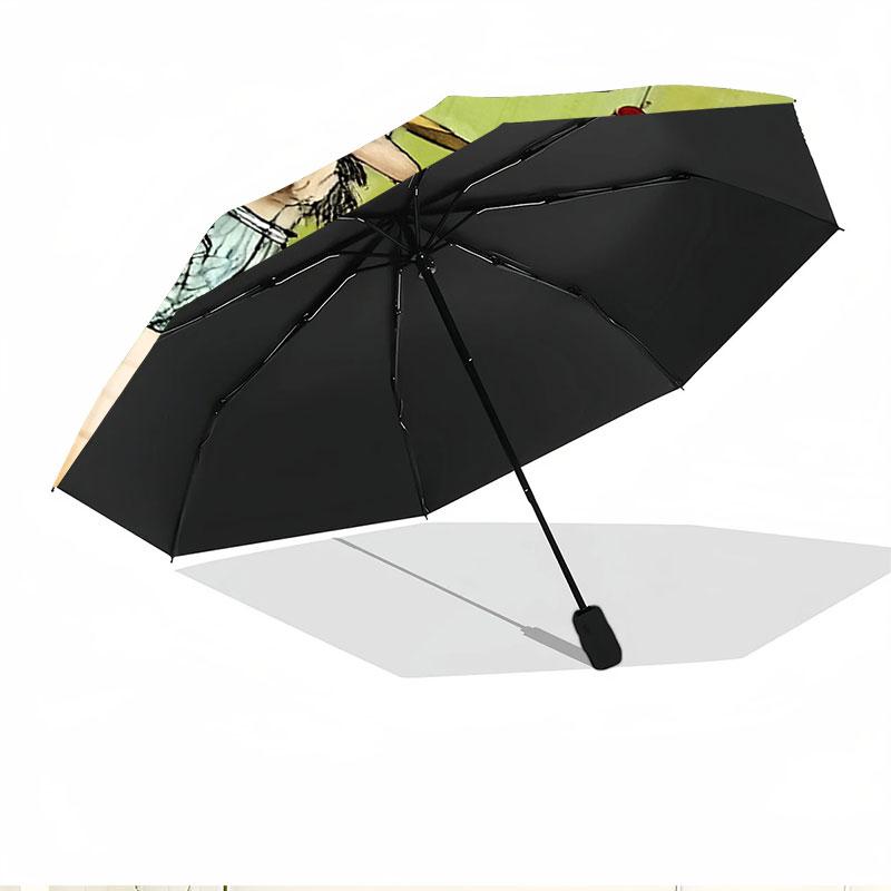 Pettersson und Findus Print Automatic Open Close Umbrella, Portable Foldable Umbrella, for Outdoor Commute Camping Trip, Ideal Birthday Gift