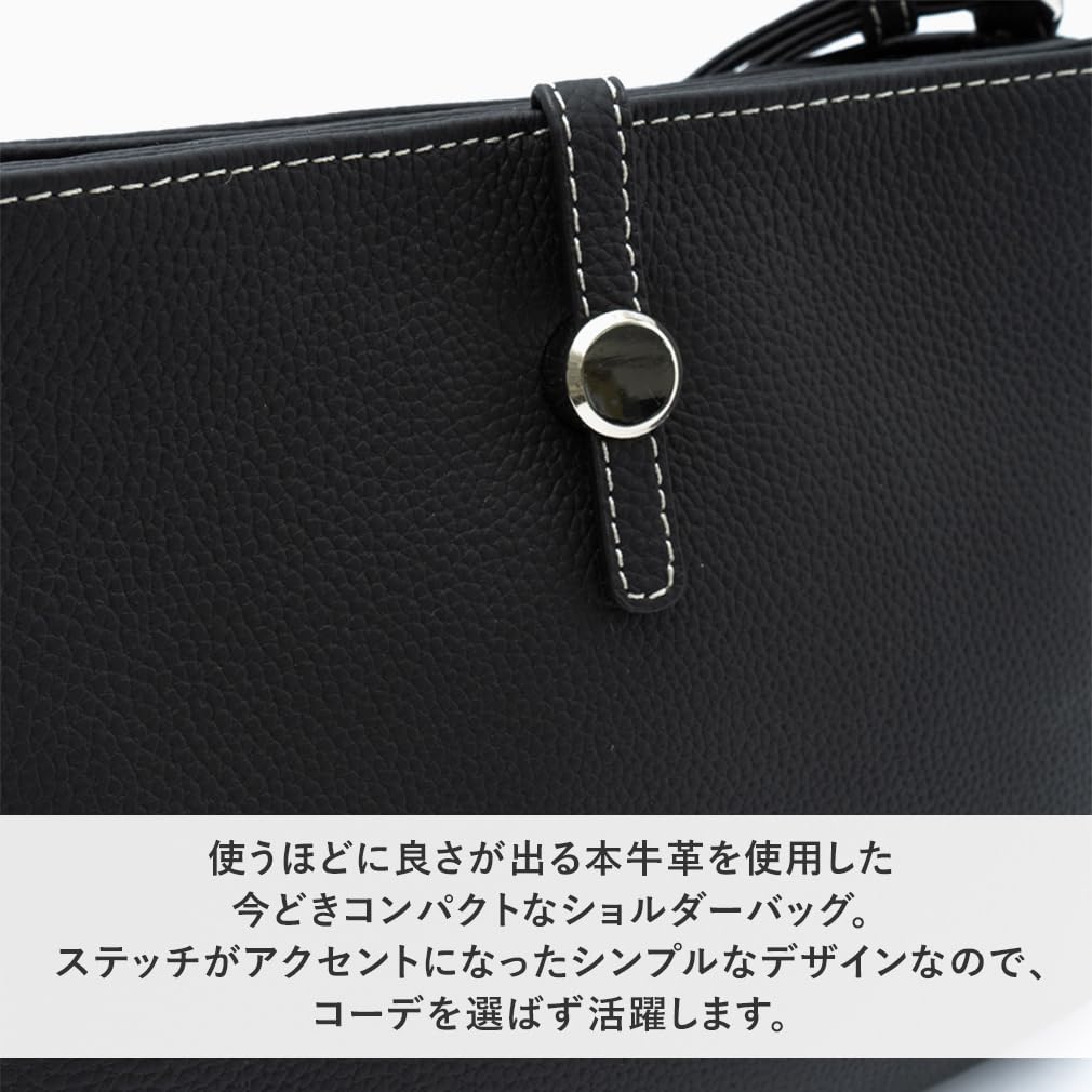 VITAFELICE Women's Leather 3-Room Shoulder Bag (sib-80035n) (Charcoal Brown)