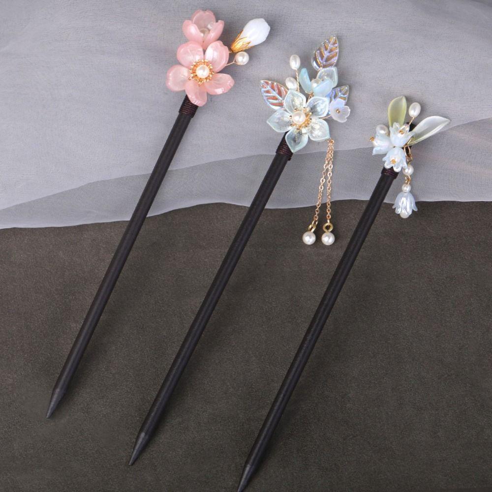 Kinesisk stil Flower Hair Stick Dusk Hanfu Hair Stick Elegant Pearl Hair Stick Girl