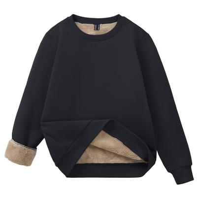 TACVASEN Warm und Perfekt für Herbst und und Lockere Größe L Damen Fleecegefüttertes Sweatshirt, Flauschig, Winter, Laufen, Sport, Loungewear, Passform, Schwarz,