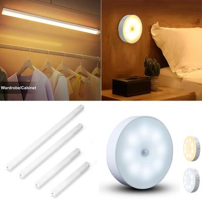 Runde aufladbare Lampe und rechteckiges Licht USB-aufladbares LED-Schranklicht mit Bewegungssensor für Zuhause, Flur, Treppen, Küche, Schlafzimmer, Detektorlicht