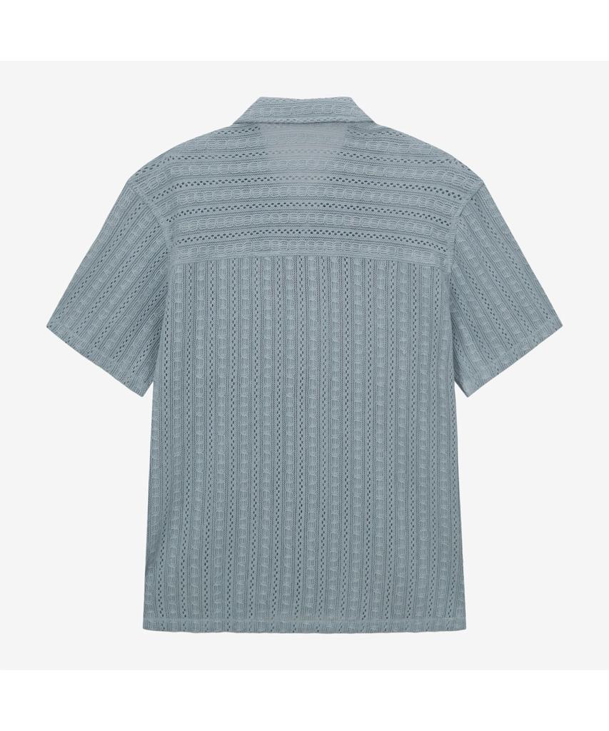 Noseupeiseu Nh8Ss08B Men'S Crochet Short Sleeve Shirt Blue Gray
