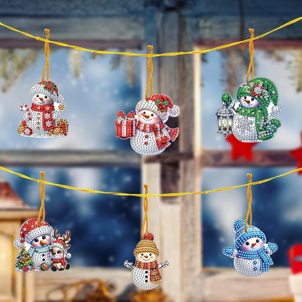 Xmas Theme 2D/Flat DIY Diamond Art Pendant Single Side Drill Acrylic Sparkling Diamond Pendant Window Hanging Art for Home Decor