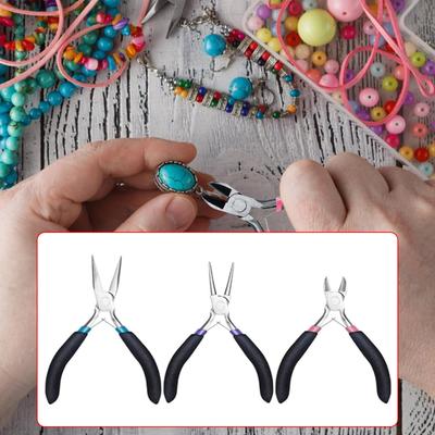 3Pcs Jewellery Pliers for Jewellery Making Pliers Tool with Long Nose Pliers Chain Pliers Wire Cutters Pliers Tool