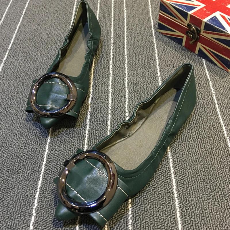 Fashion Fashion Metal Decoration Soft Sole Flat Sandals Women Sexy Pointed Toe Shallow Mouth Designer Shoes Comfort Non-slip Office Shoe