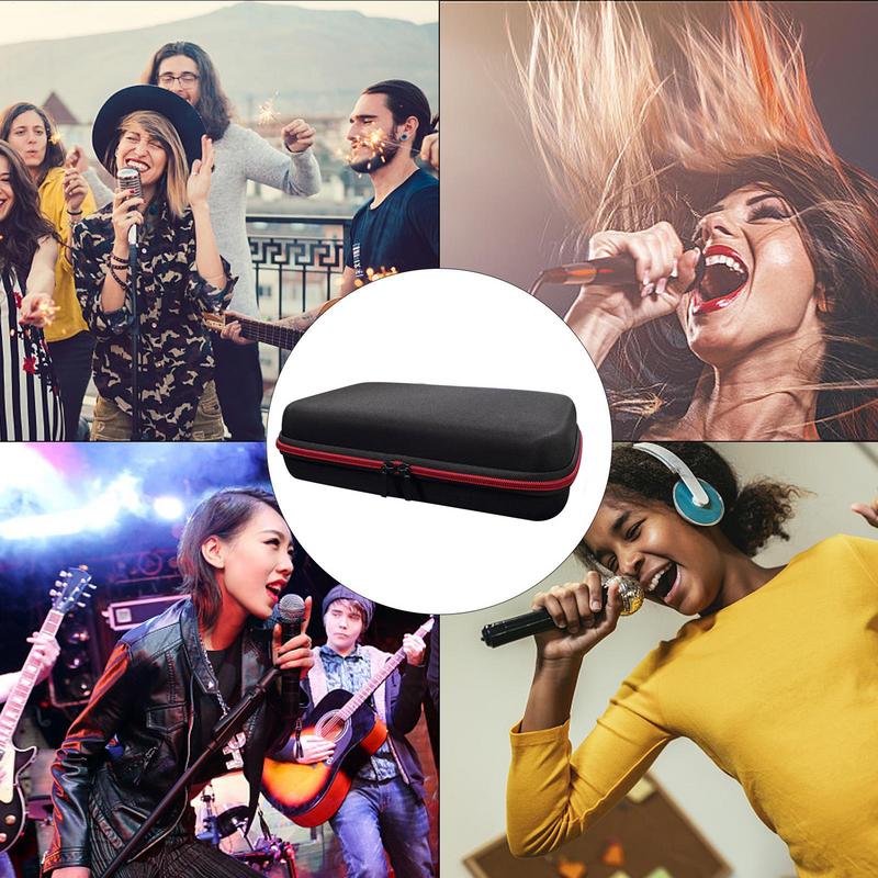 Portable EVA Wireless Microphone Storage Bag Carrying Case Compatible with Wireless Two Microphone System for Trip Camping