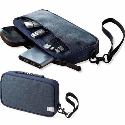 SANWA DIRECT Gadget Business Handy Item Storage Pouch, Slim, Travel, Trip, Pouch, Small, Navy, 200-BAGIN012NV