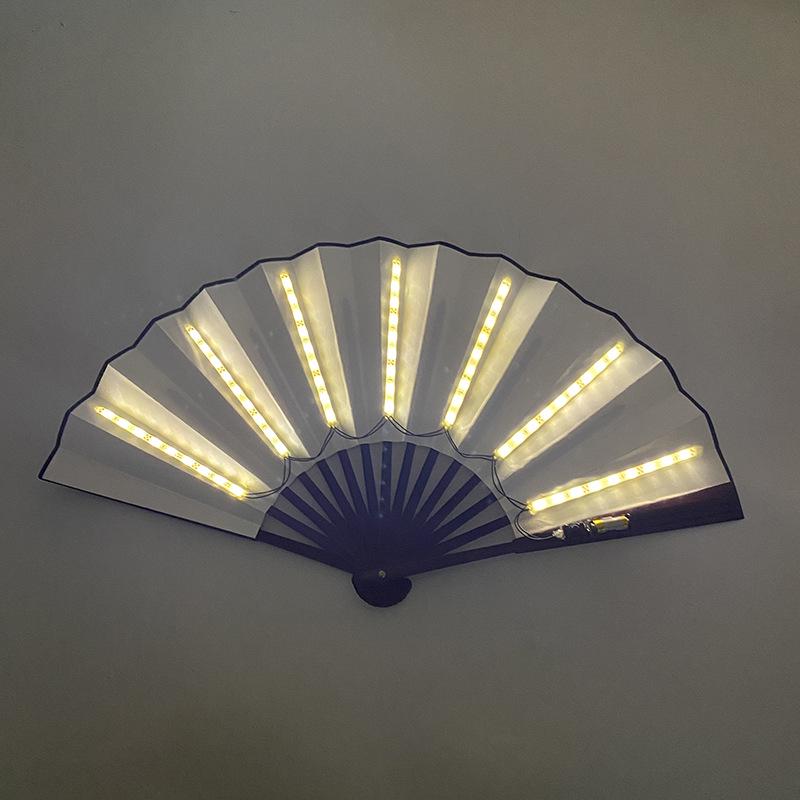 Rose Lace Edge LED Folding Fan - Wedding Gift & Dance Prop