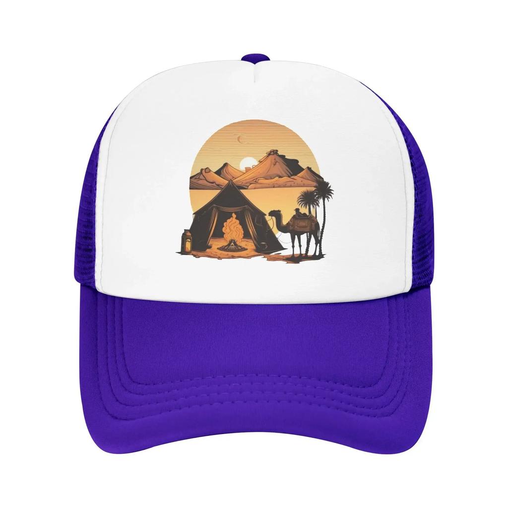 Camels Tea On The Fire Tent Sunset Camping Mesh Baseball Caps Women  Camping Male Beach Bucket Hat Peaked Cap