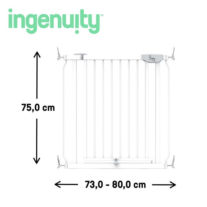 INGENUITY Barriere de sécurité sans perçage- Easy Install- de 73 a 80 cm - pression, sans vis ni perçage, enfant, bebe, escalier
