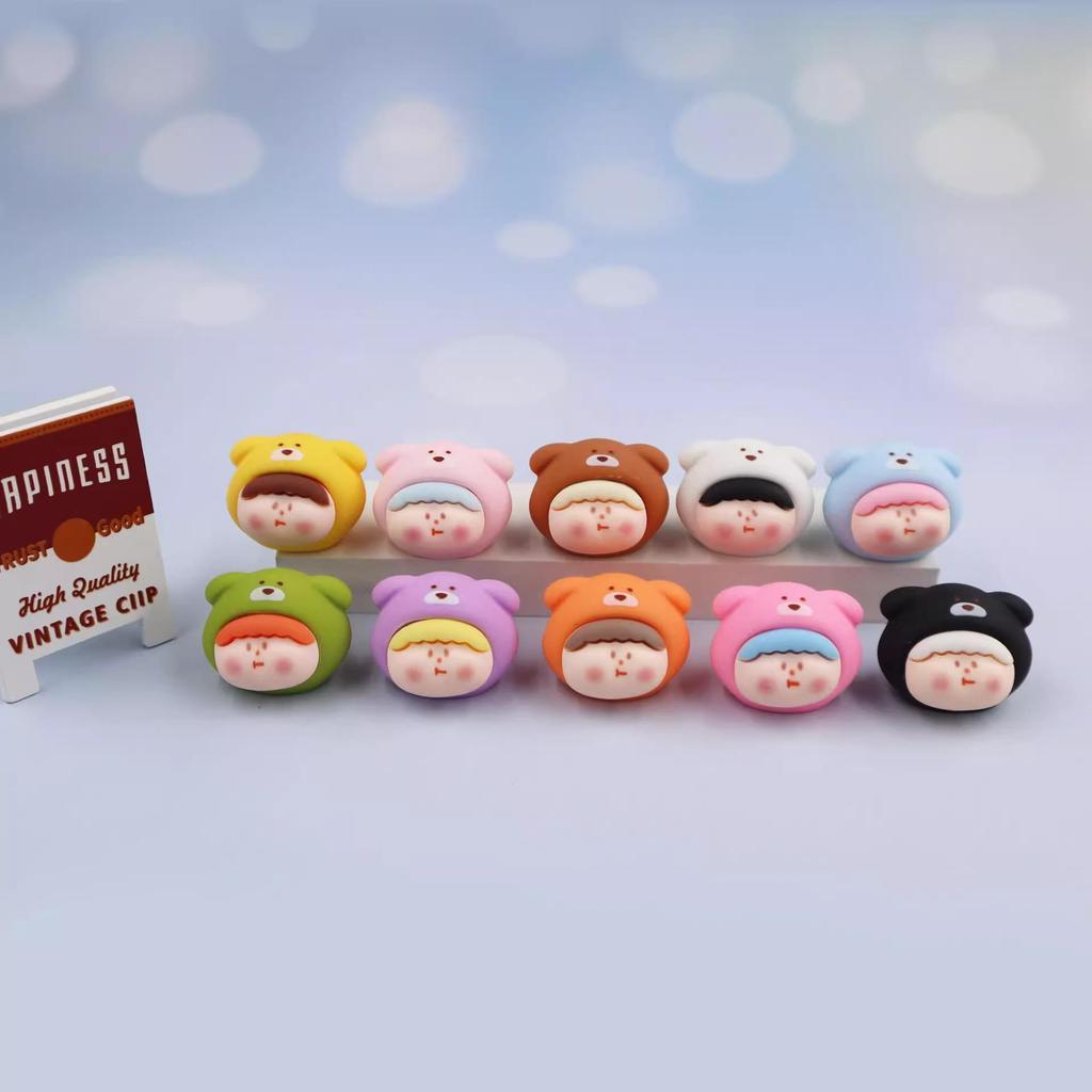 Cute Desktop Resin Dog Head Ornaments: Hand-Painted Jewelry Decor Blind Bags