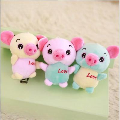 12cm Candy Color Love Pig Plush Toy Pingente Boneca Bicho de pelúcia Brinquedos de pelúcia Porco do zodíaco Presente de ano novo para menina