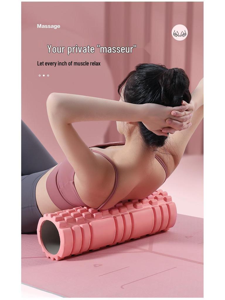 Doku Tasarımlı Pembe EVA Köpük Yoga Masaj Rulosu
