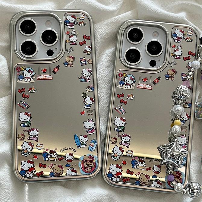High Definition Makeup Mirror Iphone13 Personalized Hello Kitty Apple 17 Mobile Phone Case 14promax Mirror 15 Anti-drop 11
