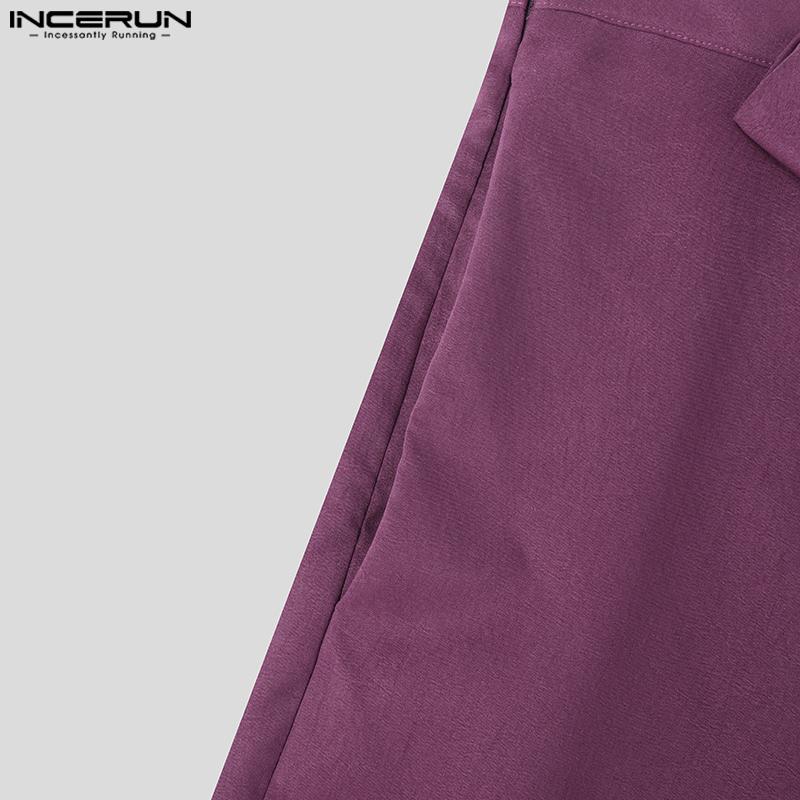INCERUN Men Front Cross Warp Ruffled Layers Zipper Waist Long Loose Casual Trousers Pants