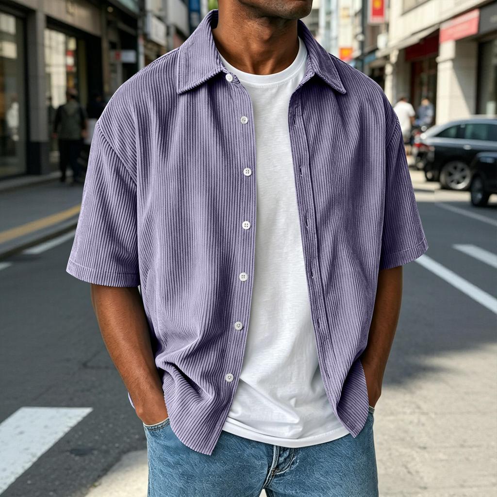 Men's Collared Top Men's Casual And Comfortable Short Sleeved Shirt